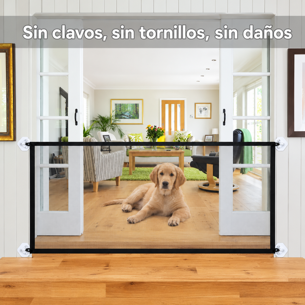 Puerta de Seguridad Plegable para Mascotas y Bebés
