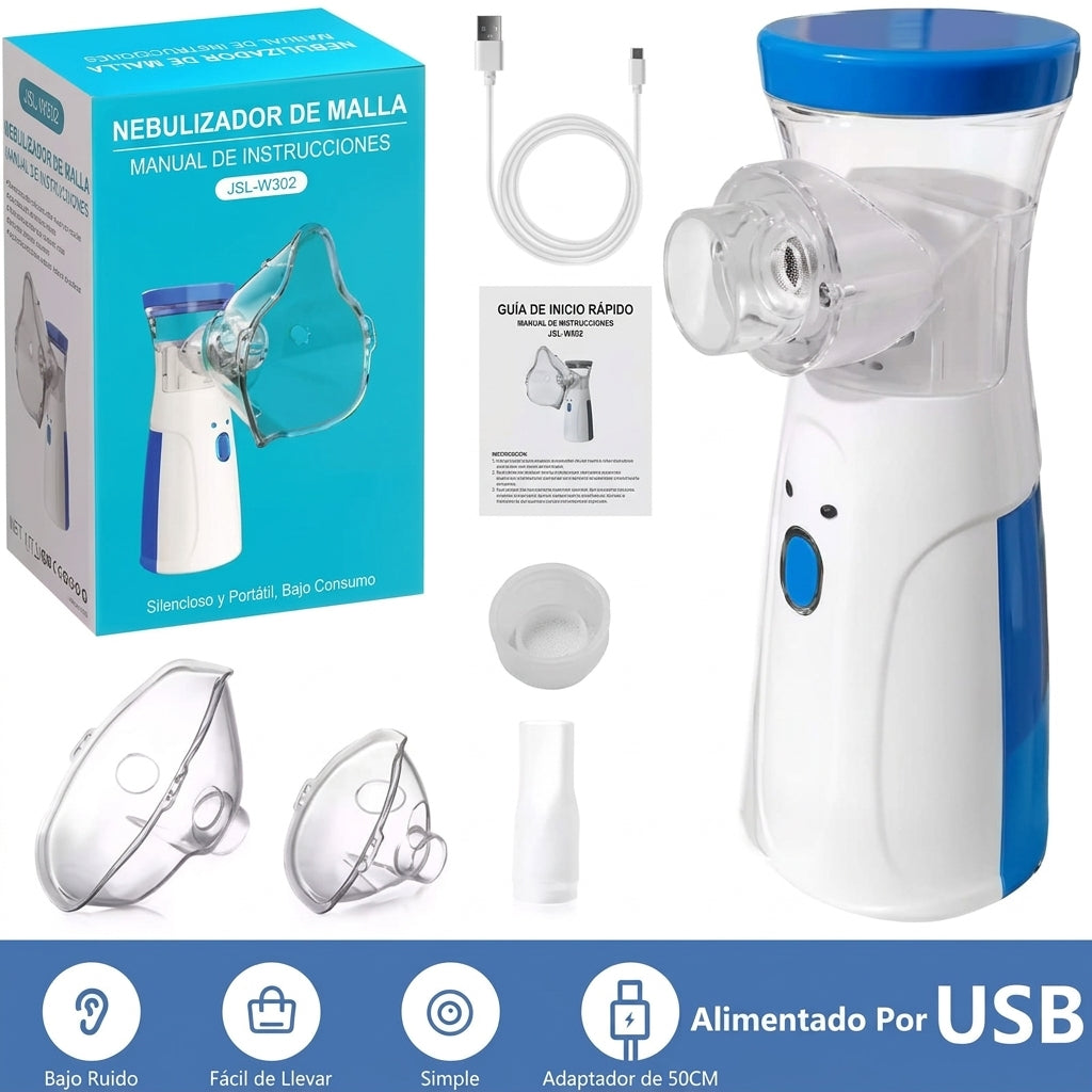 Nebulizador Portátil Recargable Silencioso | Kit Completo con Mascarillas