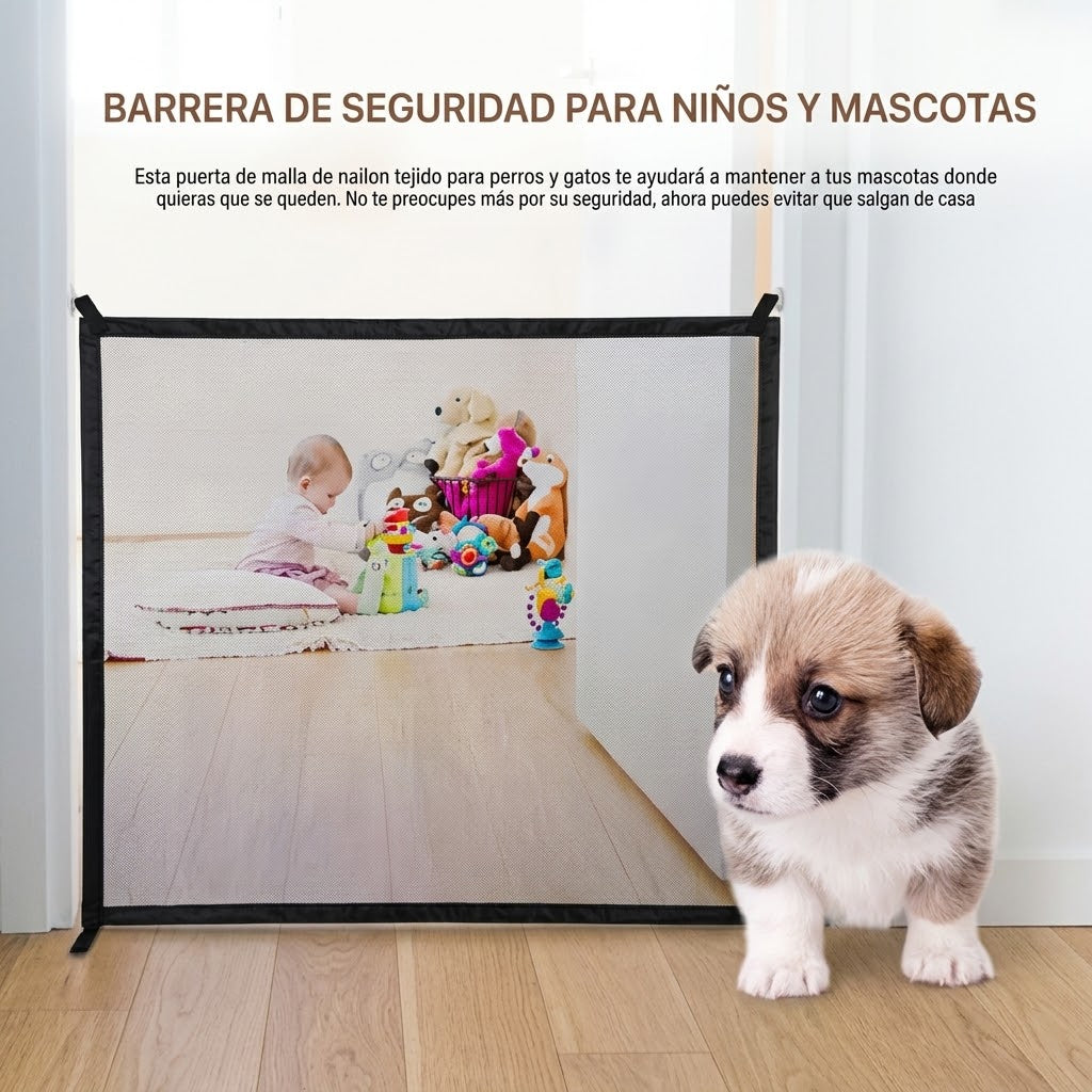 Puerta de Seguridad Plegable para Mascotas y Bebés